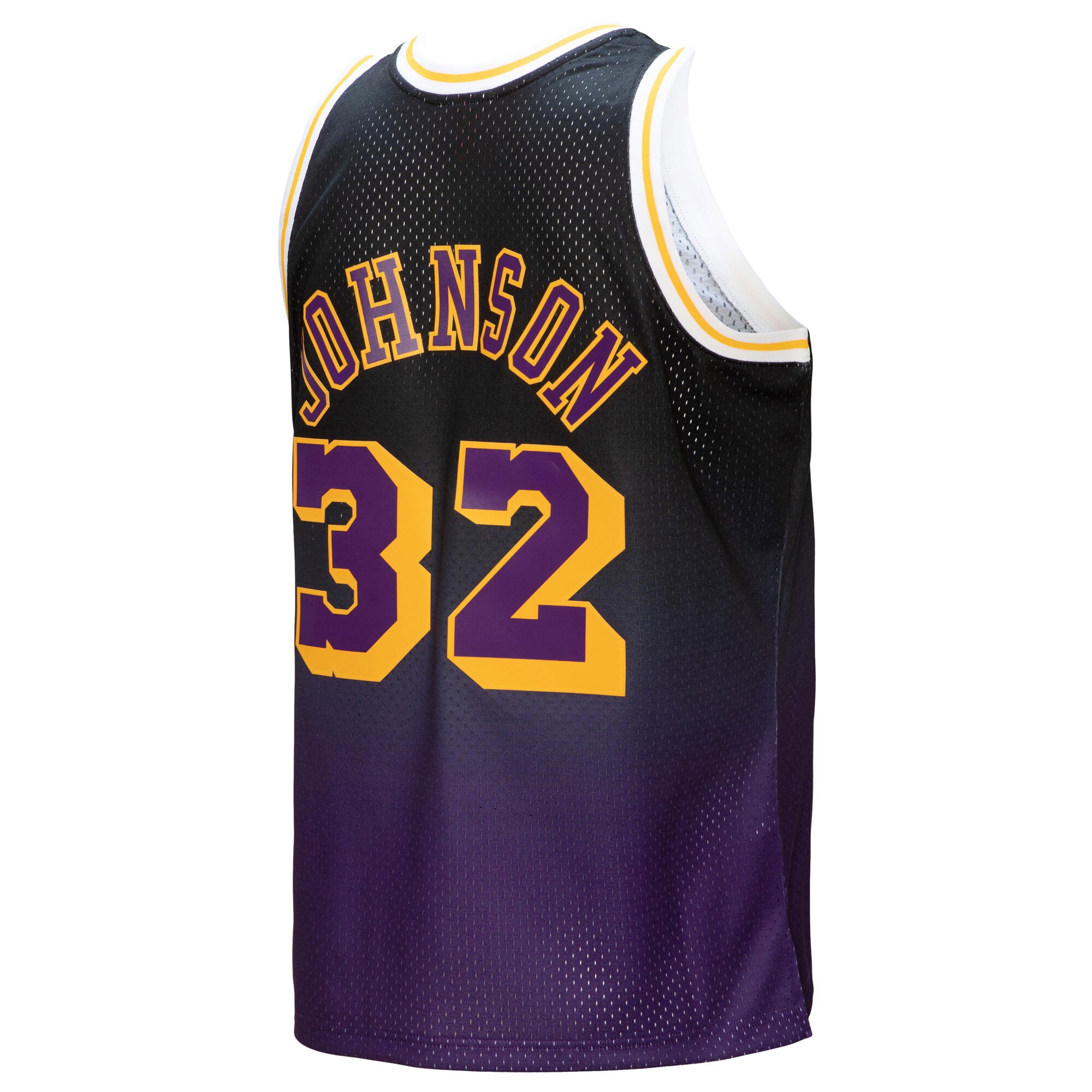 Men's Los Angeles Lakers Magic Johnson Purple/Black 1984/85 Hardwood Classics Fadeaway Swingman Player Jersey