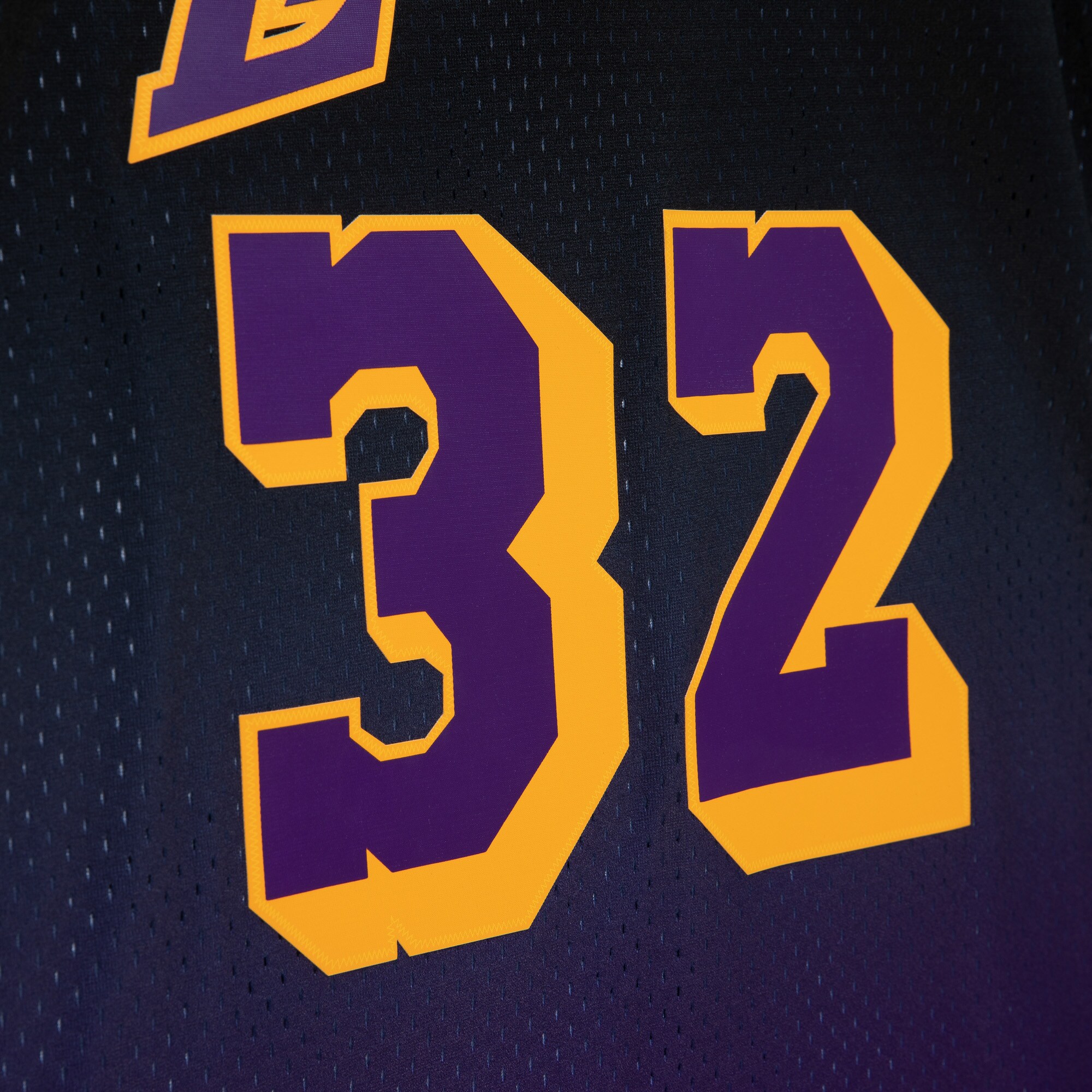 Men's Los Angeles Lakers Magic Johnson Purple/Black 1984/85 Hardwood Classics Fadeaway Swingman Player Jersey