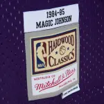 Men's Los Angeles Lakers Magic Johnson Purple/Black 1984/85 Hardwood Classics Fadeaway Swingman Player Jersey