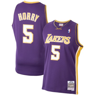 Men's Los Angeles Lakers Robert Horry Purple 1999/00 Hardwood Classics Swingman Jersey 01