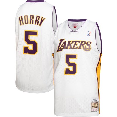 Men's Los Angeles Lakers Robert Horry White 2001/02 Hardwood Classics Swingman Jersey 01