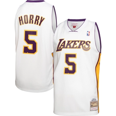 Men's Los Angeles Lakers Robert Horry White 2001/02 Hardwood Classics Swingman Jersey 01