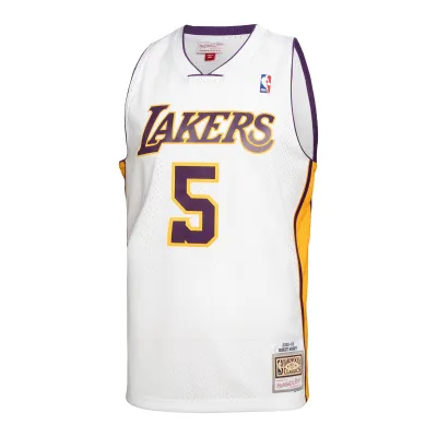 Men's Los Angeles Lakers Robert Horry White 2001/02 Hardwood Classics Swingman Jersey 02