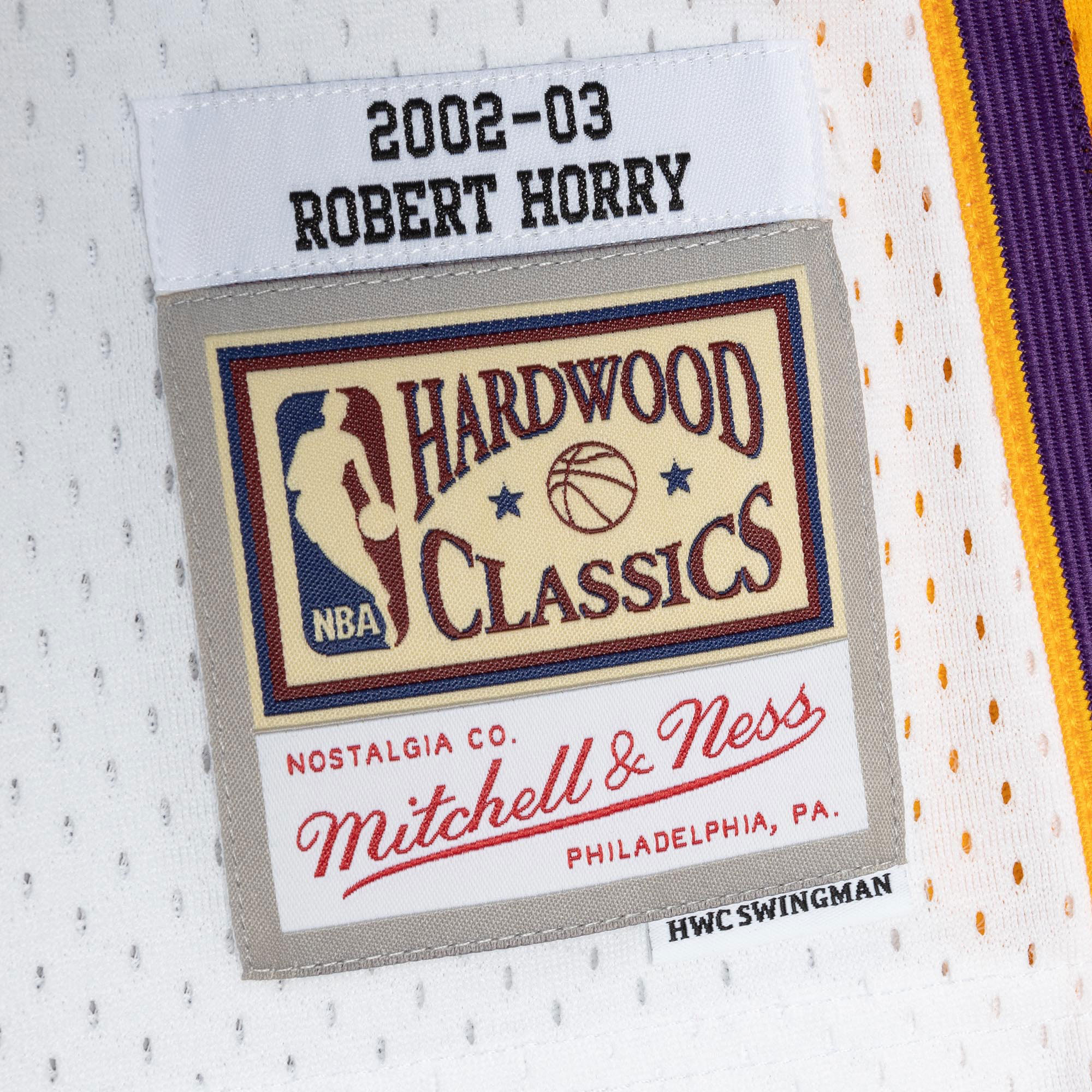 Men's Los Angeles Lakers Robert Horry White 2001/02 Hardwood Classics Swingman Jersey