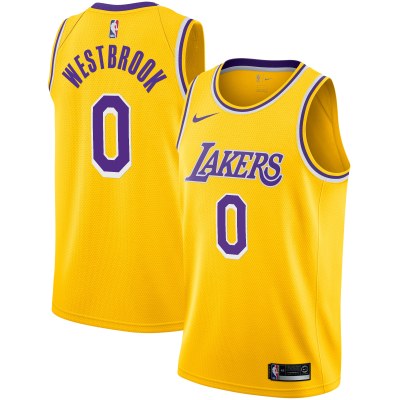 Men's Los Angeles Lakers Russell Westbrook Gold 2020/21 Swingman Player Jersey - Icon Edition 01
