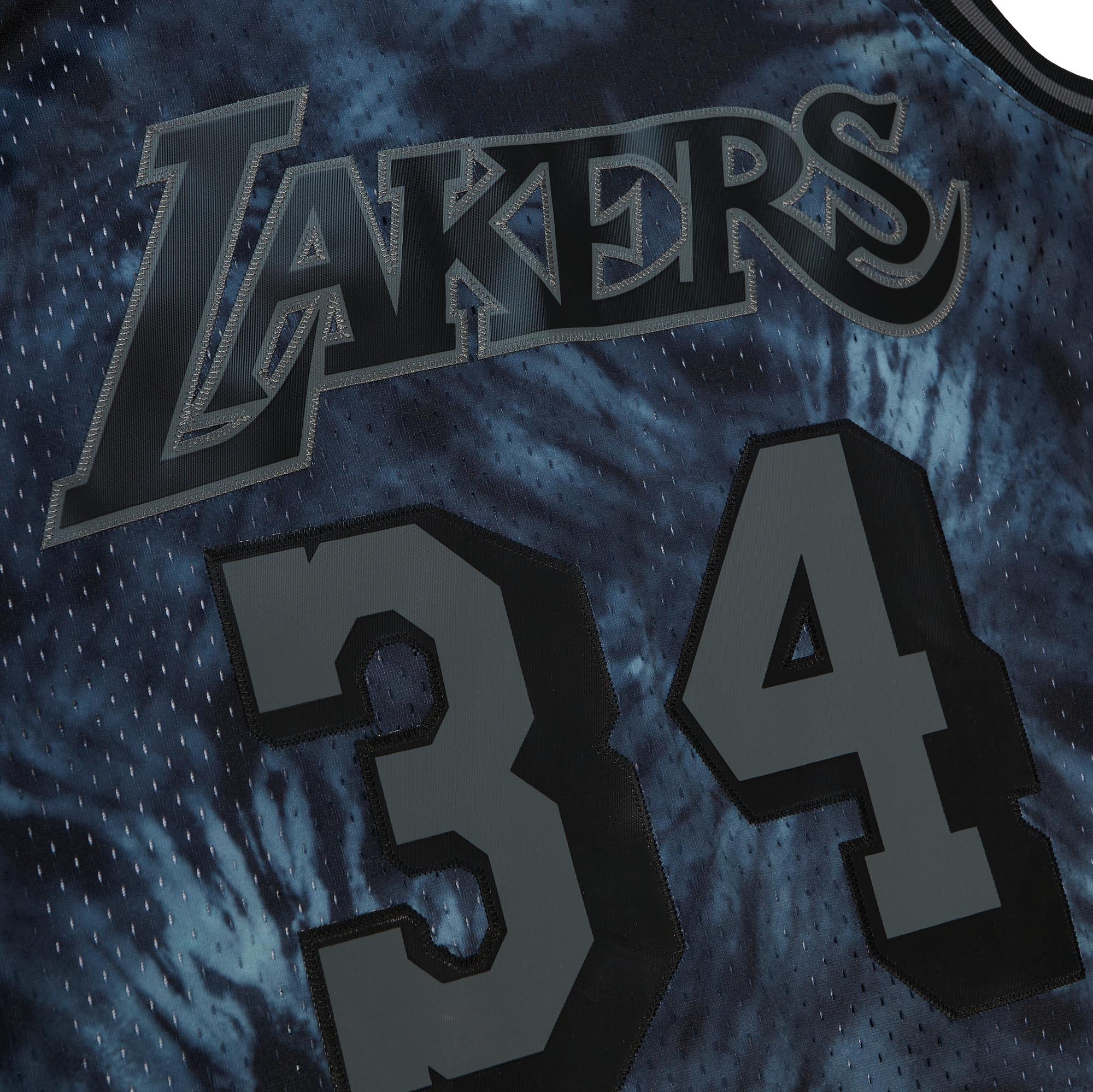 Men's Los Angeles Lakers Shaquille O'Neal Black Hardwood Classics 1996/97 Tie-Dye Swingman Jersey