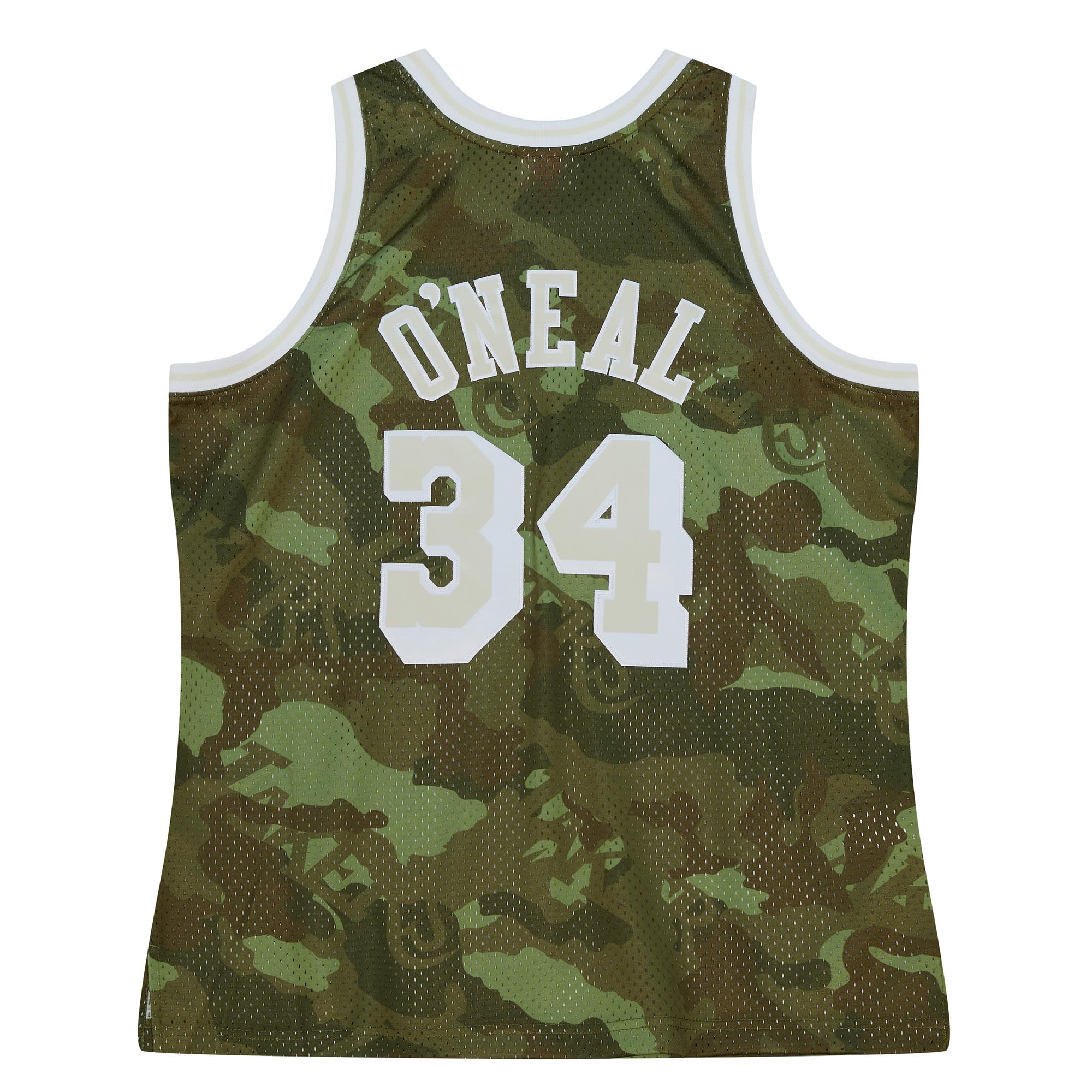 Men's Los Angeles Lakers Shaquille O'Neal Camo Hardwood Classics 1996/97 Ghost Green Swingman Jersey