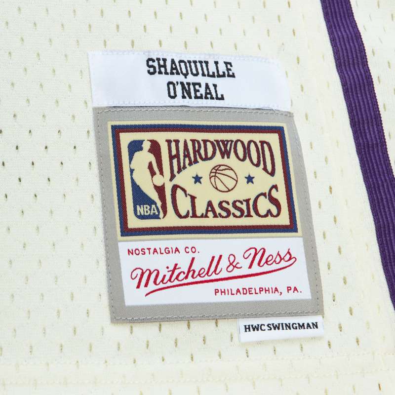 Men's Los Angeles Lakers Shaquille O'Neal Cream Chainstitch Swingman Jersey