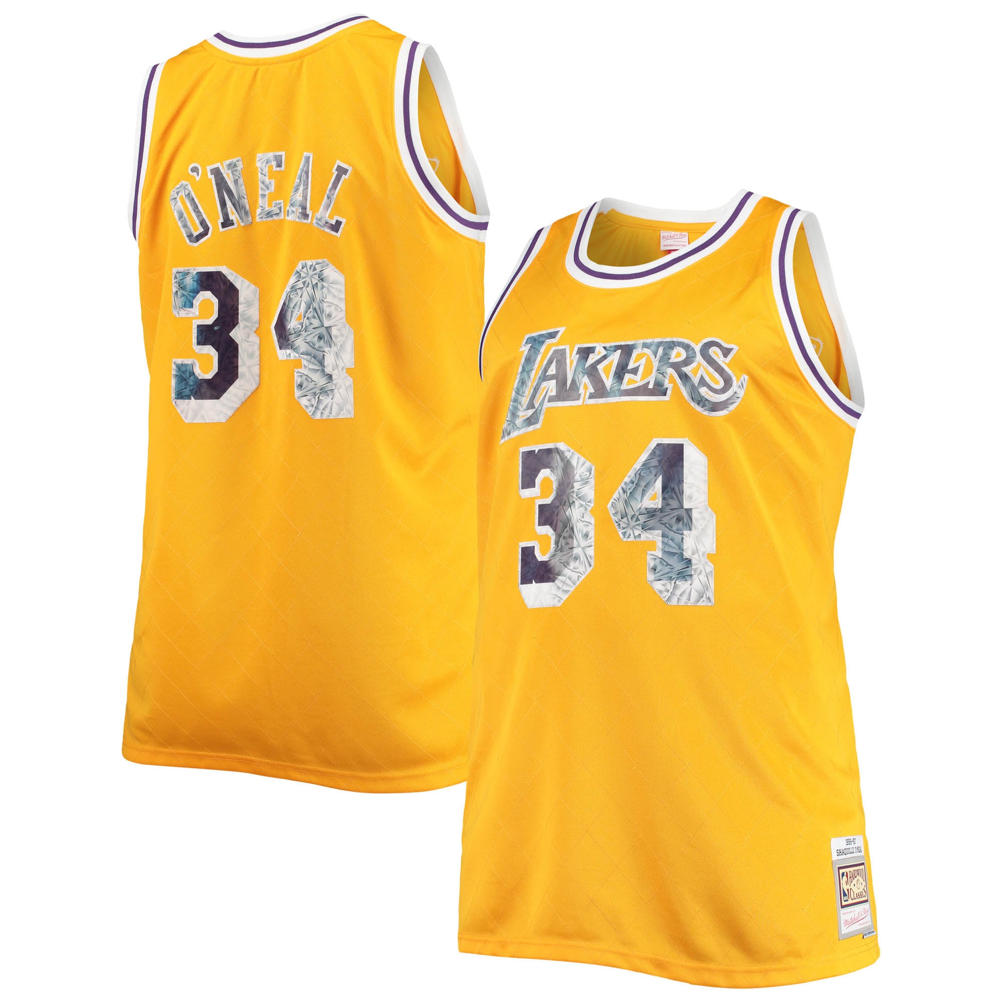 Men's Los Angeles Lakers Shaquille O'Neal Gold Big & Tall 1996-97 NBA 75th Anniversary Diamond Swingman Jersey
