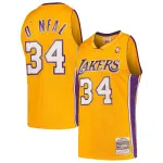 Men's Los Angeles Lakers Shaquille O'Neal Gold Hardwood Classics Swingman Jersey