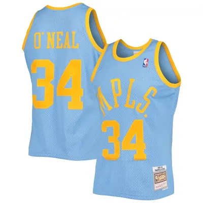 Men's Los Angeles Lakers Shaquille O'Neal Powder Blue 2001/02 Hardwood Classics Swingman Jersey 01