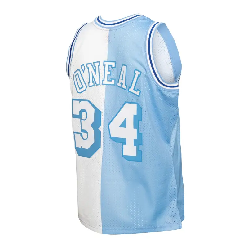 Men's Los Angeles Lakers Shaquille O'Neal Powder Blue/White Big & Tall Hardwood Classics 1996/97 Split Swingman Jersey