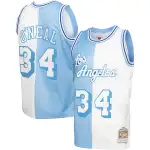 Men's Los Angeles Lakers Shaquille O'Neal Powder Blue/White Hardwood Classics 1996/97 Split Swingman Jersey