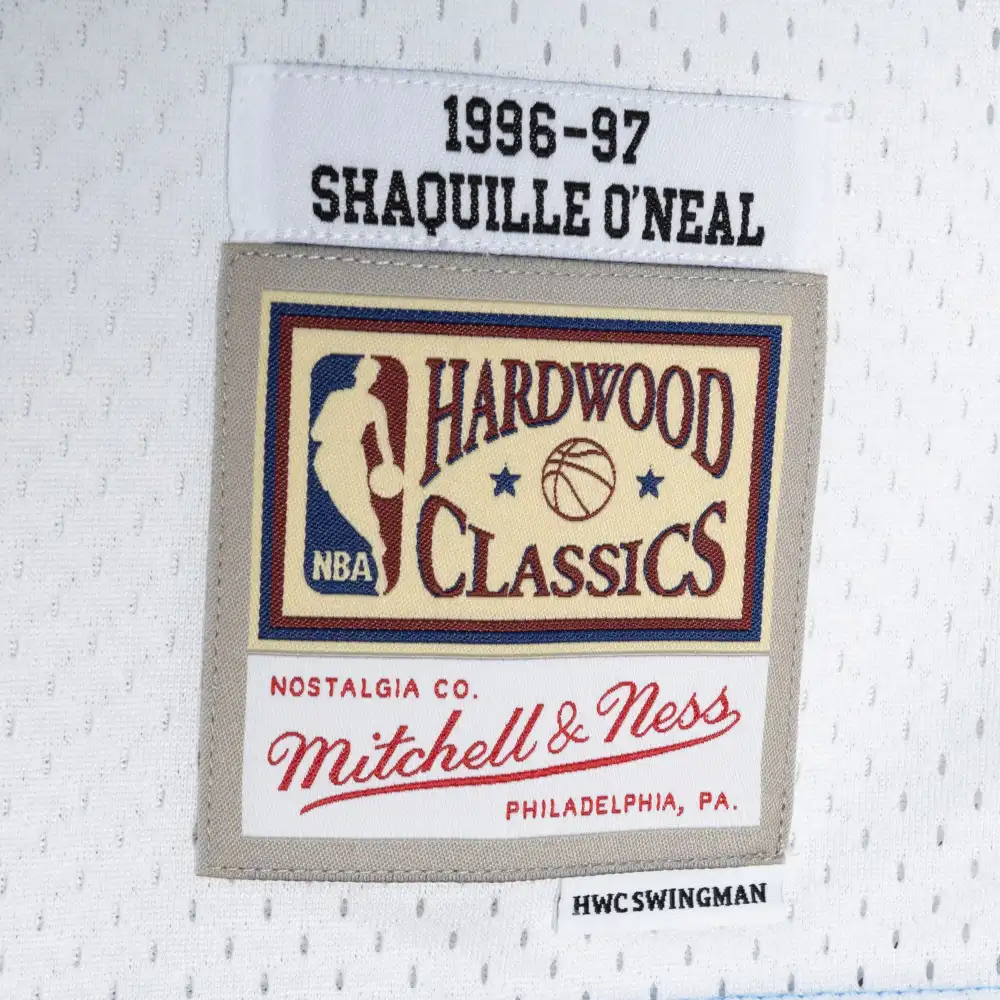 Men's Los Angeles Lakers Shaquille O'Neal Powder Blue/White Hardwood Classics 1996/97 Split Swingman Jersey