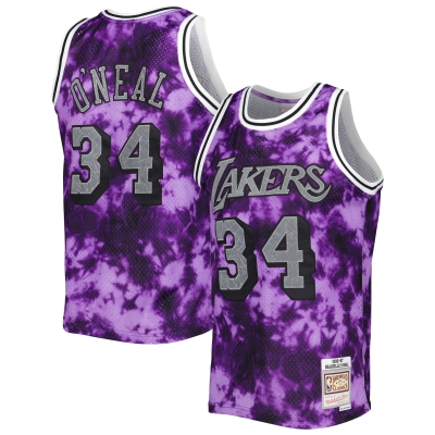 Men's Los Angeles Lakers Shaquille O'Neal Purple 1996/97 Galaxy Swingman Jersey 01