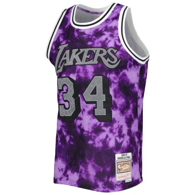Men's Los Angeles Lakers Shaquille O'Neal Purple 1996/97 Galaxy Swingman Jersey 02