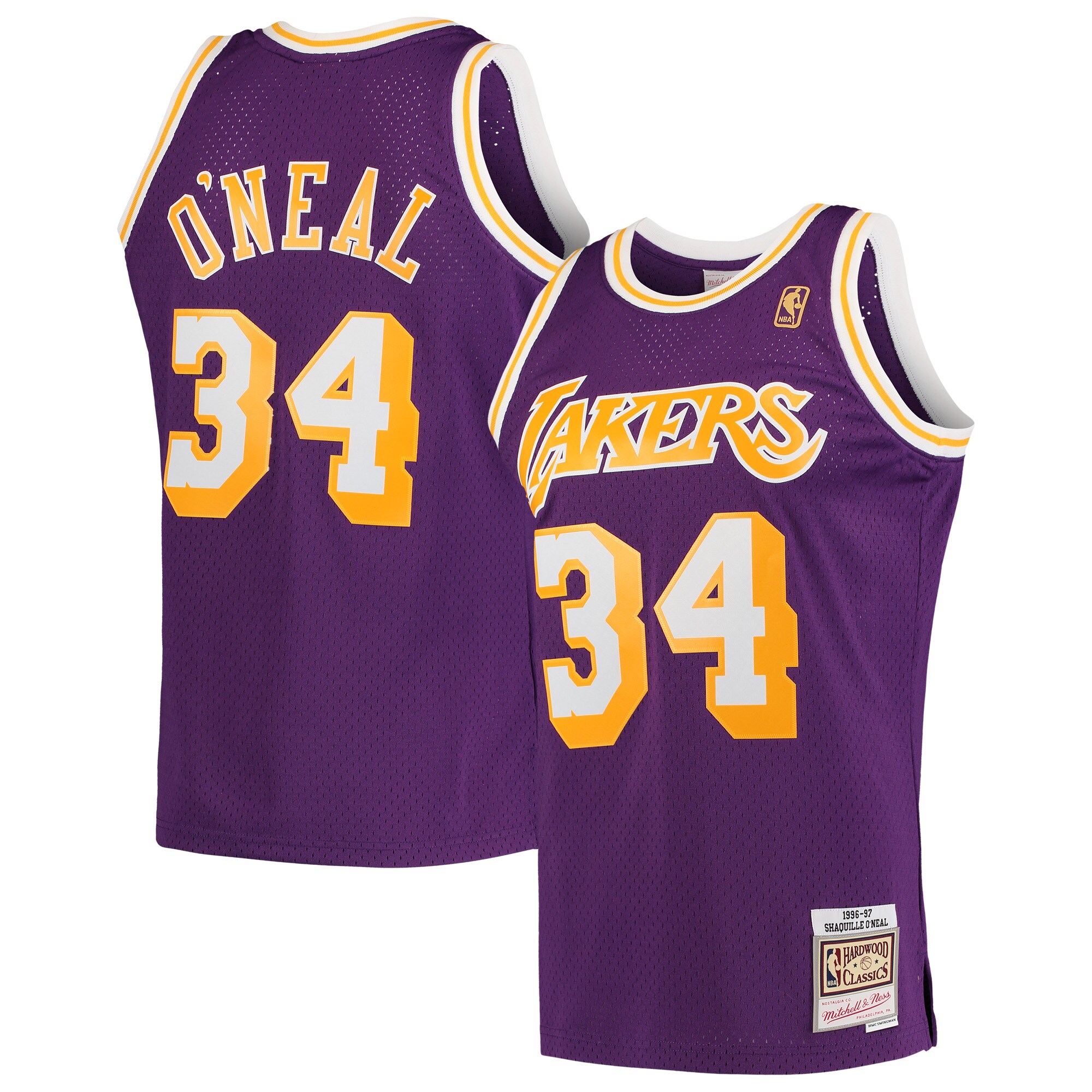 Men's Los Angeles Lakers Shaquille O'Neal Purple Hardwood Classics Swingman Jersey
