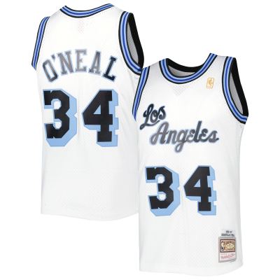 Men's Los Angeles Lakers Shaquille O'Neal White 1996-97 Hardwood Classics Reload 3.0 Swingman Jersey 01