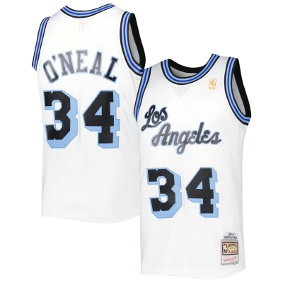 Men's Los Angeles Lakers Shaquille O'Neal White 1996-97 Hardwood Classics Reload 3.0 Swingman Jersey 01