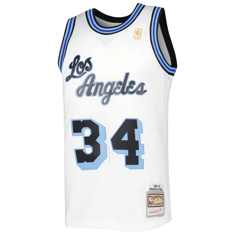 Men's Los Angeles Lakers Shaquille O'Neal White 1996-97 Hardwood Classics Reload 3.0 Swingman Jersey