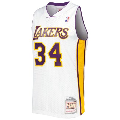 Men's Los Angeles Lakers Shaquille O'Neal White 2001/02 Hardwood Classics Swingman Jersey 02