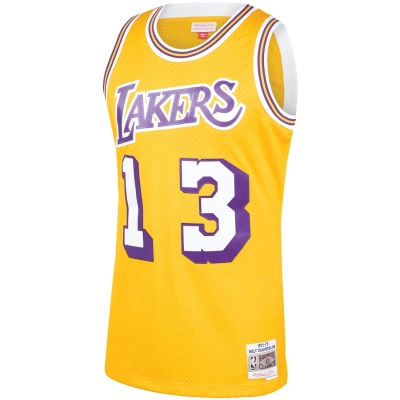 Men's Los Angeles Lakers Wilt Chamberlain Gold 1971/72 Hardwood Classics Swingman Jersey 02
