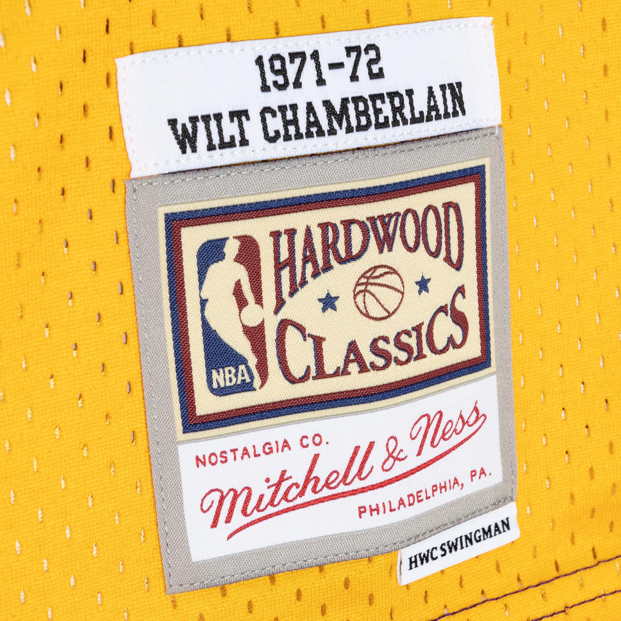 Men's Los Angeles Lakers Wilt Chamberlain Purple/Gold Hardwood Classics 1971/72 Split Swingman Jersey