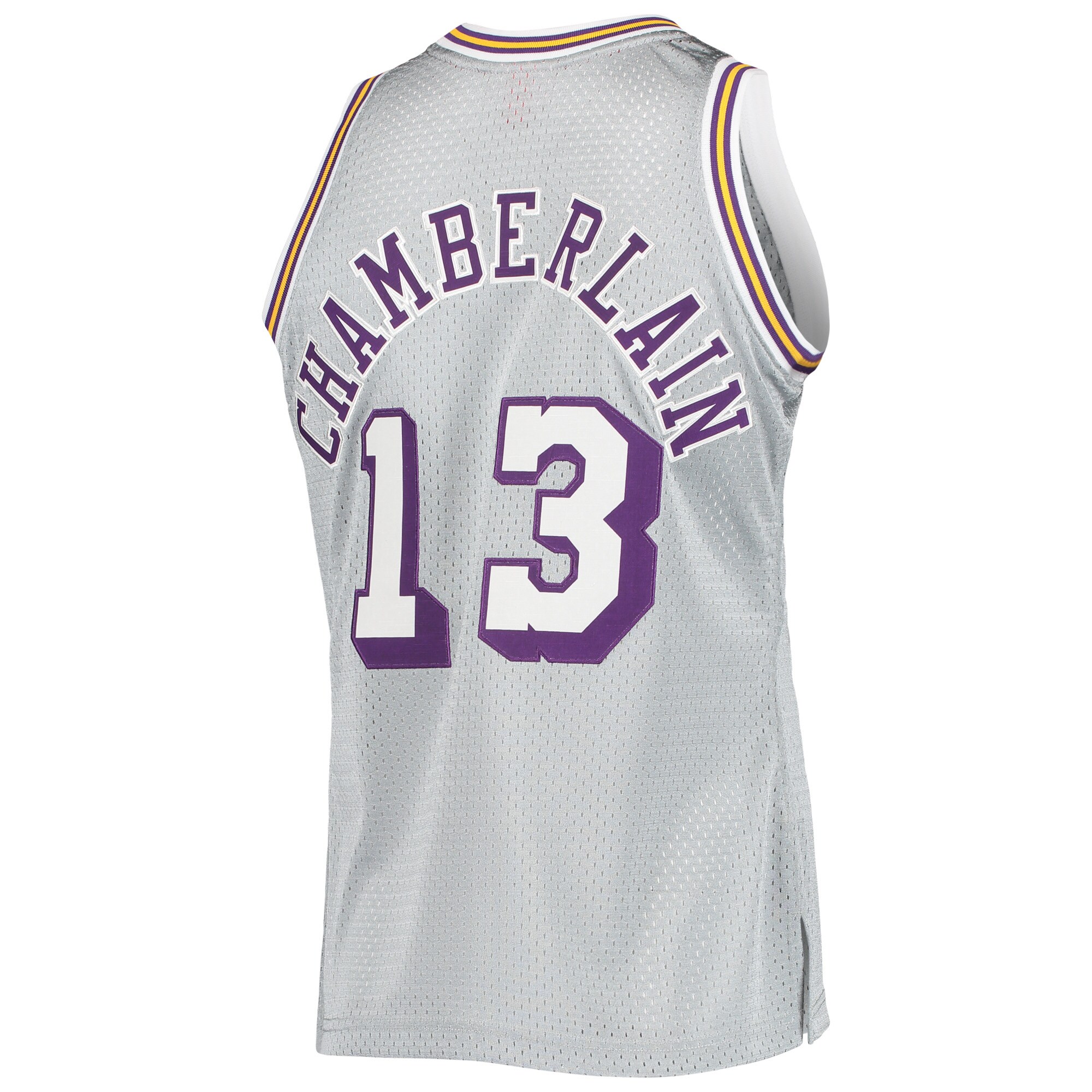 Men's Los Angeles Lakers Wilt Chamberlain Silver 75th Anniversary 1971/72 Hardwood Classics Swingman Jersey