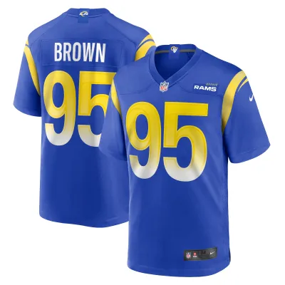 Men's Los Angeles Rams Bobby Brown III  Royal Team Game Jersey 01