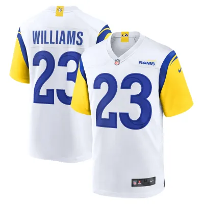 Men's Los Angeles Rams Kyren Williams  White Game Jersey 01