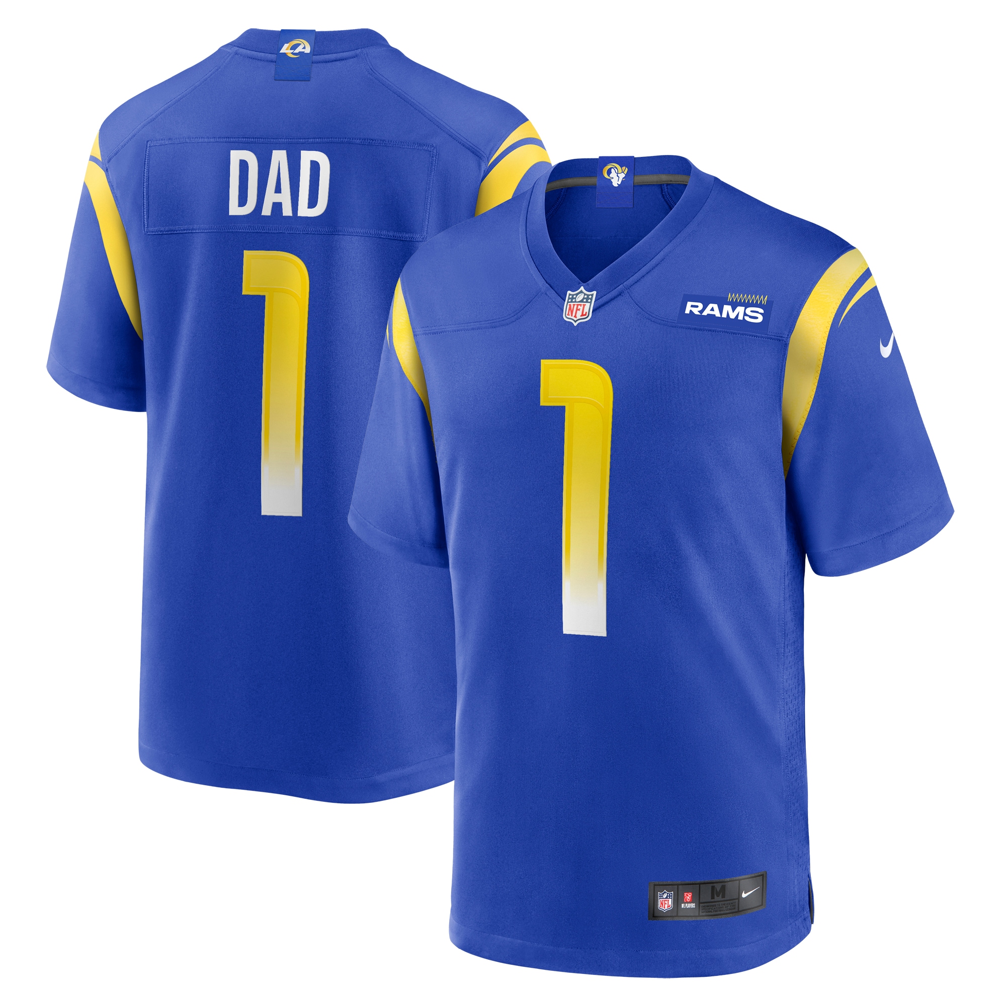 Men's Los Angeles Rams Number 1 Dad Royal Game Jersey