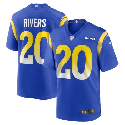 Men's Los Angeles Rams Ronnie Rivers  Royal Team Game Jersey 01