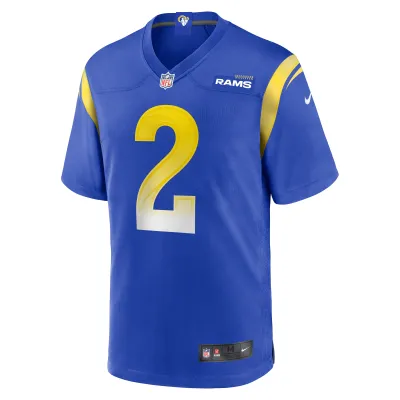 Men's Los Angeles Rams Russ Yeast Royal Home Game Jersey 02