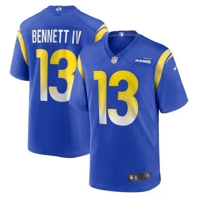 Men's Los Angeles Rams Stetson Bennett Royal Team Game Jersey 01