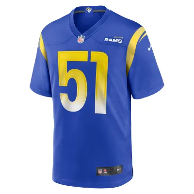 Men's Los Angeles Rams Zach VanValkenburg Royal Team Game Jersey 02