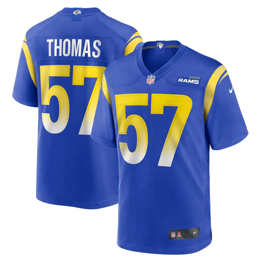 Men's Los Angeles Rams Zachary Thomas  Royal Team Game Jersey