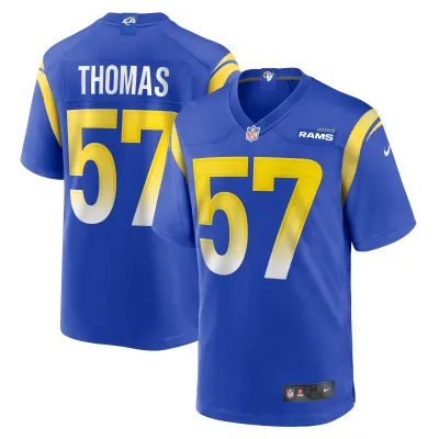 Men's Los Angeles Rams Zachary Thomas  Royal Team Game Jersey 01