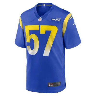 Men's Los Angeles Rams Zachary Thomas  Royal Team Game Jersey 02