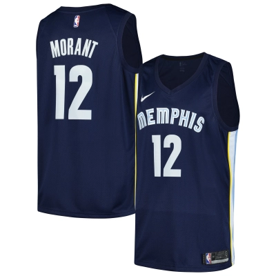 Men's Memphis Grizzlies Ja Morant Navy Swingman Jersey - Icon Edition 01