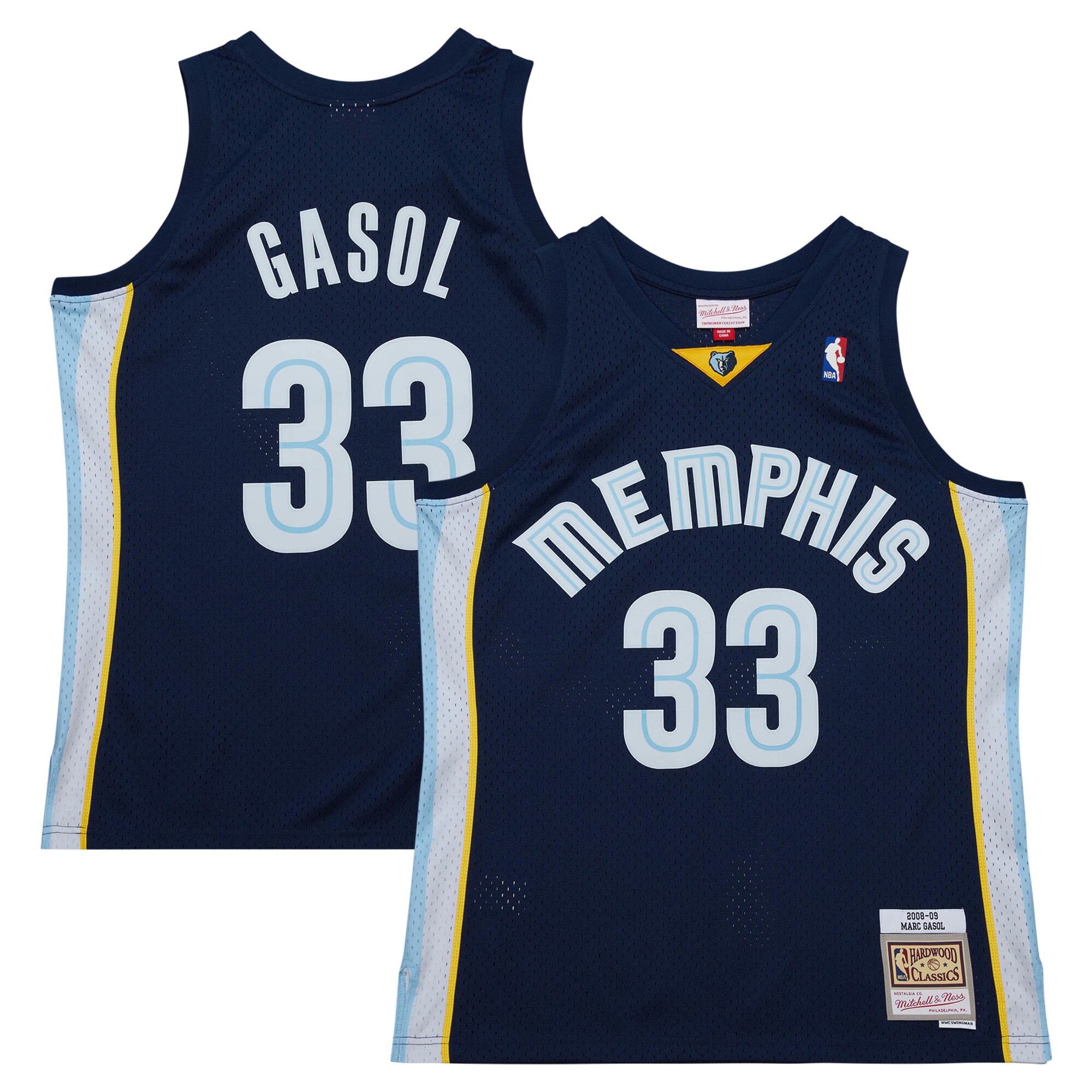 Men's Memphis Grizzlies Marc Gasol Navy 2008/09 Hardwood Classics Swingman Throwback Jersey