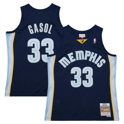 Men's Memphis Grizzlies Marc Gasol Navy 2008/09 Hardwood Classics Swingman Throwback Jersey 01