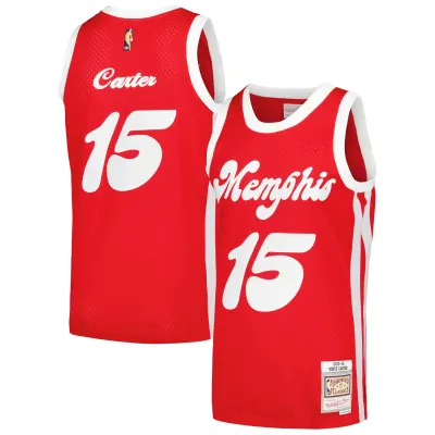 Men's Memphis Grizzlies Vince Carter Red 2015/16 Hardwood Classics Swingman Jersey 01