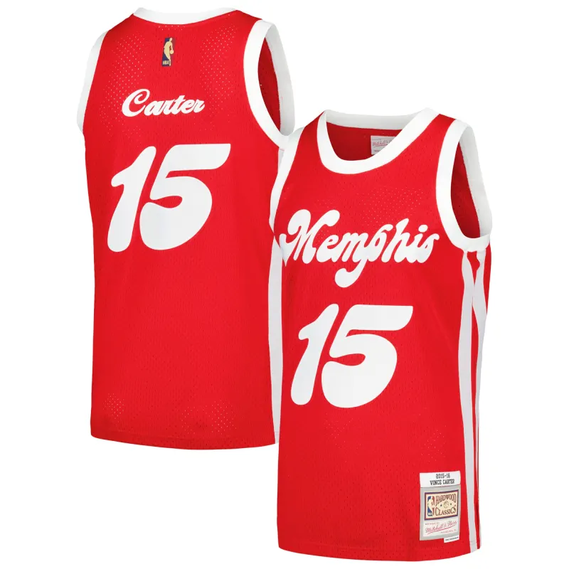 Men's Memphis Grizzlies Vince Carter Red 2015/16 Hardwood Classics Swingman Jersey