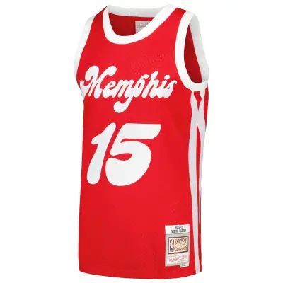 Men's Memphis Grizzlies Vince Carter Red 2015/16 Hardwood Classics Swingman Jersey 02