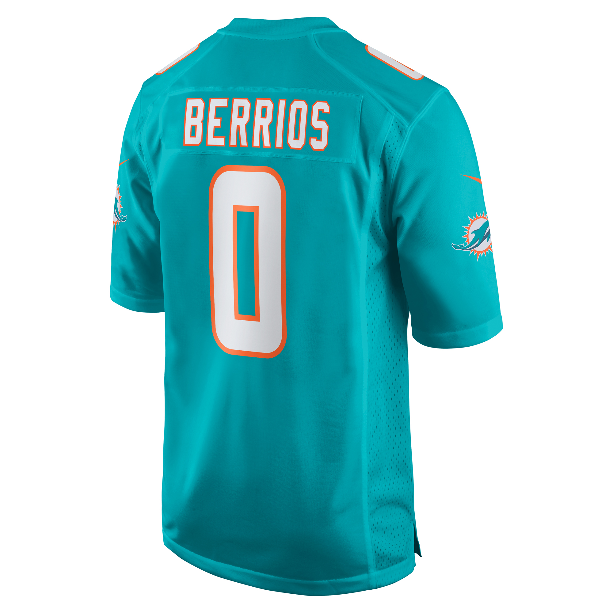Men's Miami Dolphins Braxton Berrios Aqua Game Jersey