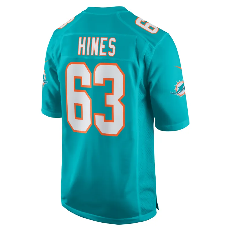 Men's Miami Dolphins Chasen Hines  Aqua Team Game Jersey