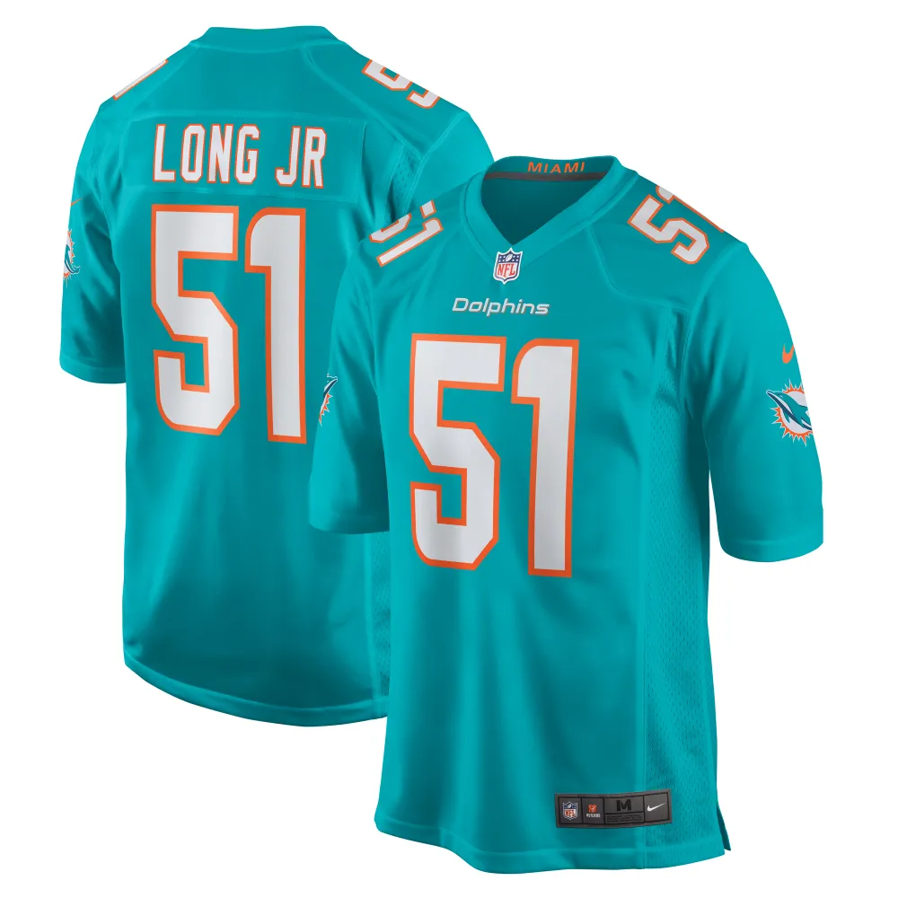 Men's Miami Dolphins David Long Jr. Aqua Game Jersey