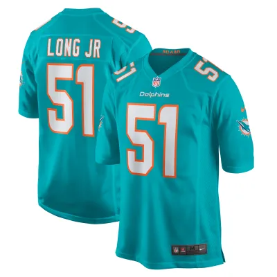 Men's Miami Dolphins David Long Jr. Aqua Game Jersey 01
