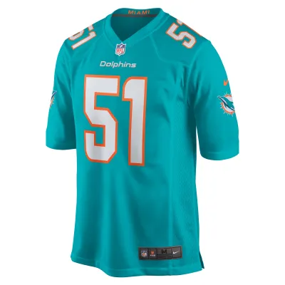 Men's Miami Dolphins David Long Jr. Aqua Game Jersey 02