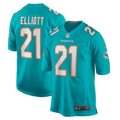 Men's Miami Dolphins DeShon Elliott Aqua Game Player Jersey 01